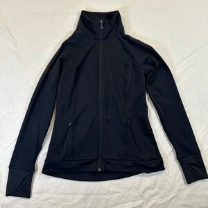 All in Motion Womens Black Full Zip Athletic Jacket Thumbholes XS F16494316